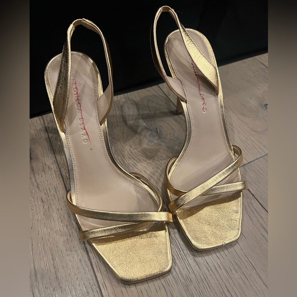 Veronica Beard Analita Metallic Gold Sandal